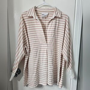Pink Striped Long Sleeve Women's  Top Size Medium Large